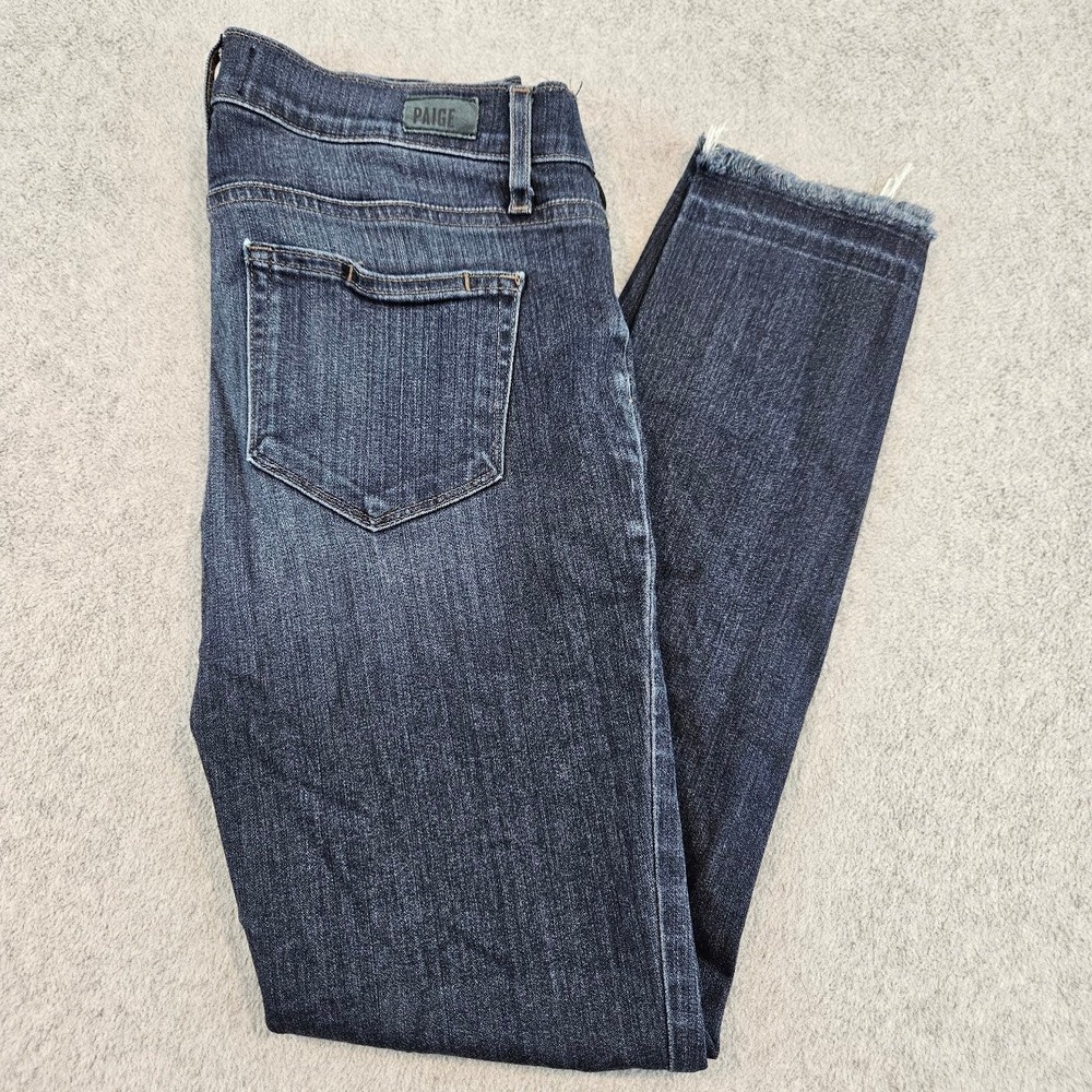 Paige Verdugo Ankle Maternity Jeans 26 Ellerson Dark Wash Frayed Hem W5516